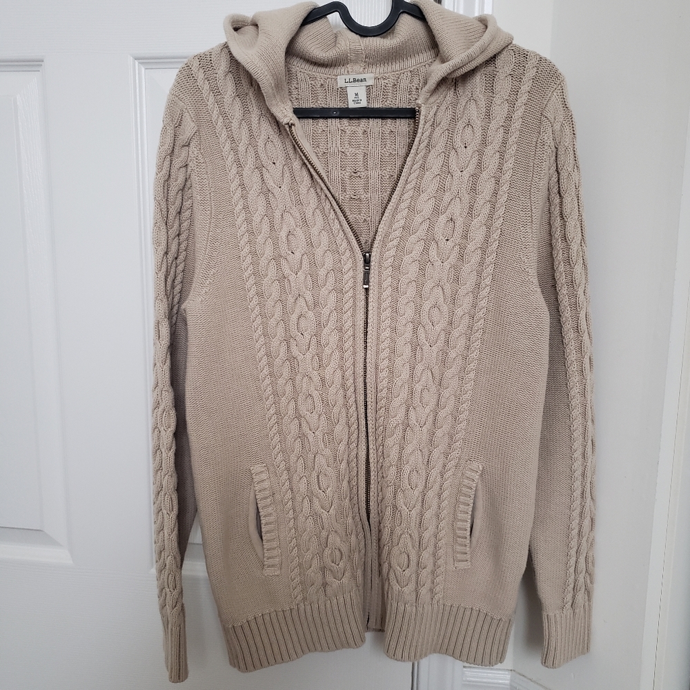 L.L. Bean Full Zip Cable Knit Sweater
